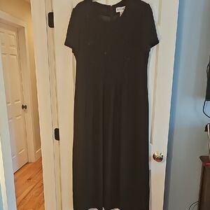 Jessica Howard Vintage Black Midi Dress with Butterflies size 12